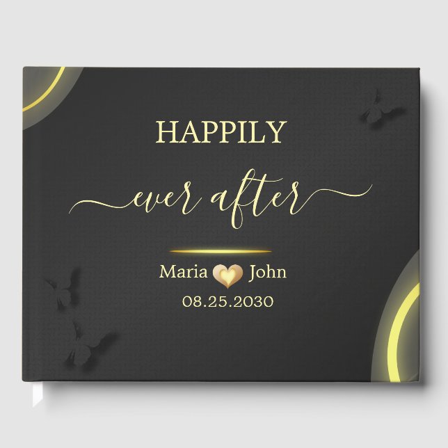 D'or Livre d'invité sur le mariage élégant personnalisé (Recto)