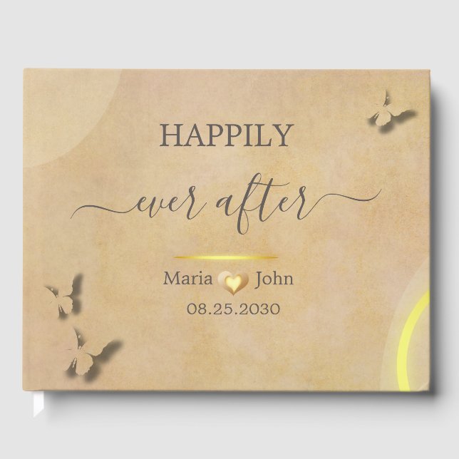 D'or Livre d'invité sur le mariage élégant personnalisé (Recto)