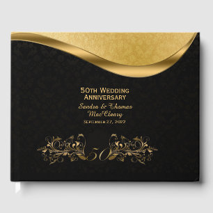 D'or Livre d'invité sur mesure du 50e anniversaire noir
