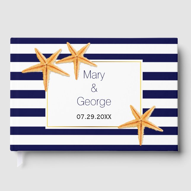 D'or Livre d'invités de mariage de la plage de Starfish (Recto)