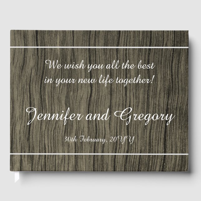 D'or Livre d'invités de mariage rustique, simple et élé (Recto)