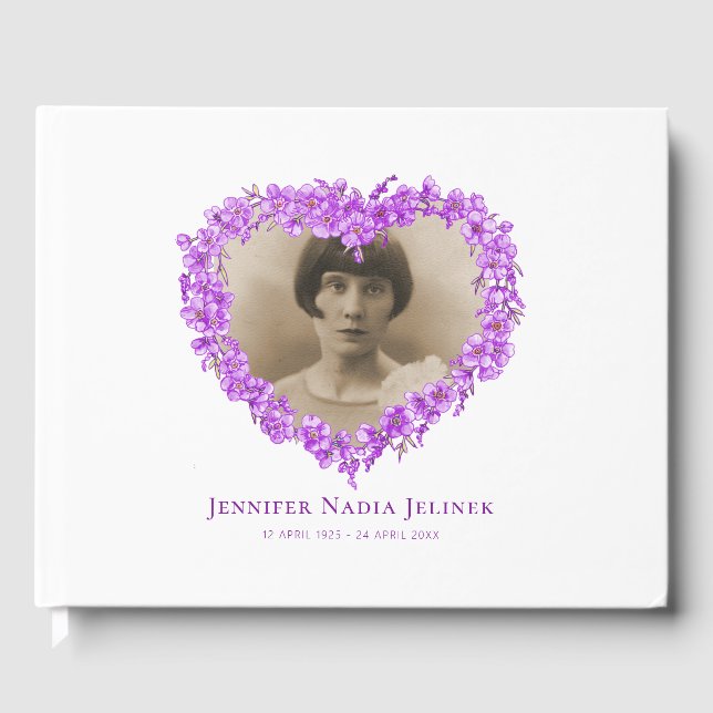 D'or Livre d'invités funéraires oublié-moi-non fleurs p (Recto)