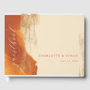 D'or Livre d'invités Goldbrush Burnt Orange Modern Flow