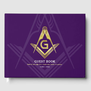 D'or Livre d'invités maçonnique violet et or Freemaso