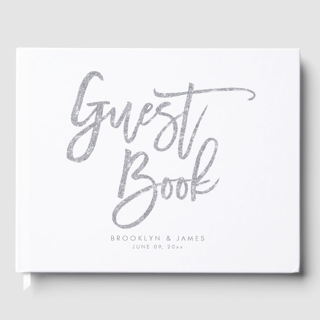 D'or Livre D'Invités Mariage Blanc Et Argent (Recto)
