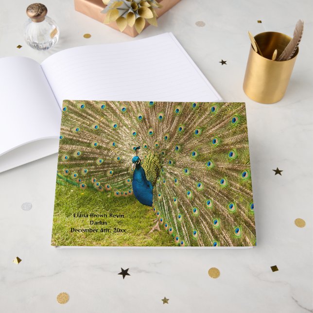 D'or Livre d'invités Peacock Image (Recto ouvert)