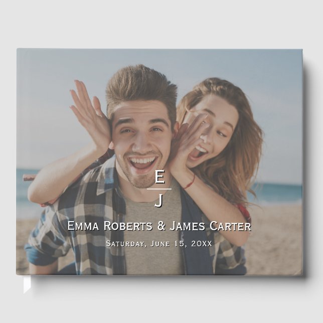 D'or Livre d'invités photo Monogramme moderne (Recto)