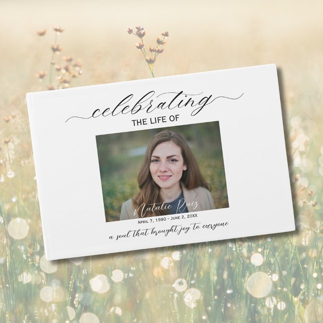 D'or Livre d'invités pour les funérailles photo simples (Créateur téléchargé)