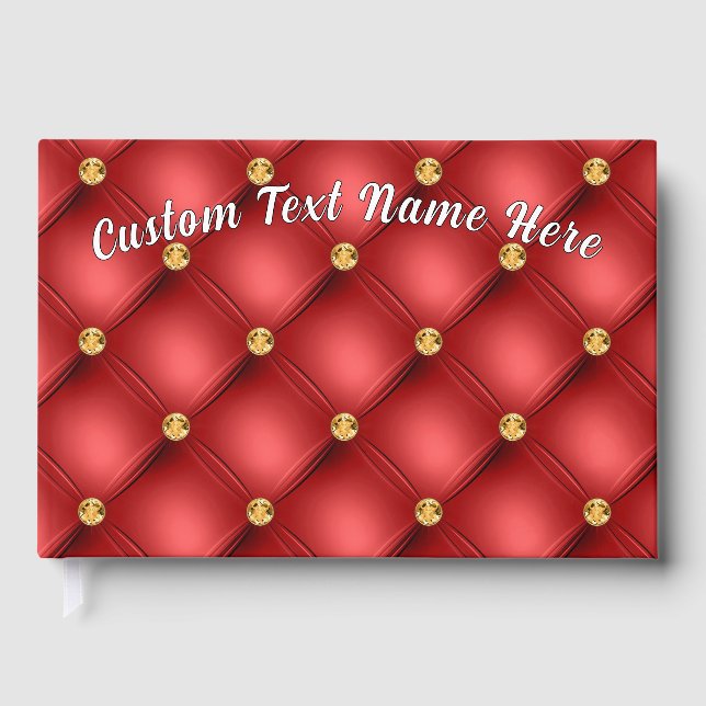 D'or Livre d'invités Red Gold Gemstone Tufted Custom Te (Recto)