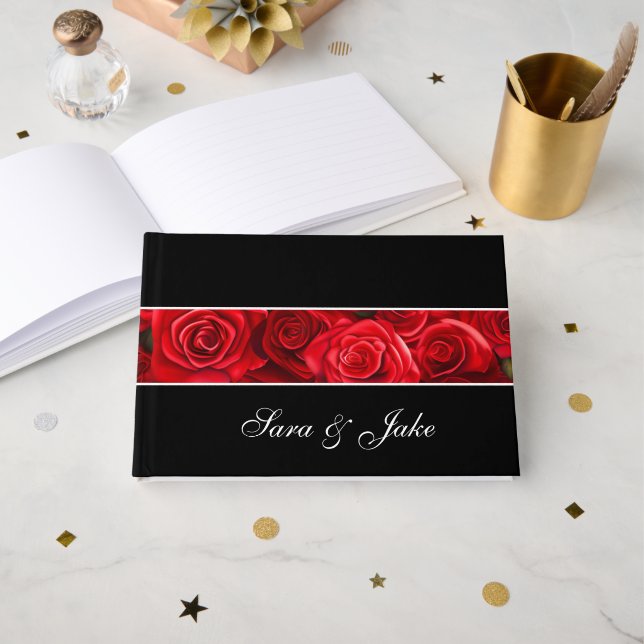 D'or Livre d'invités Red Roses (Recto ouvert)