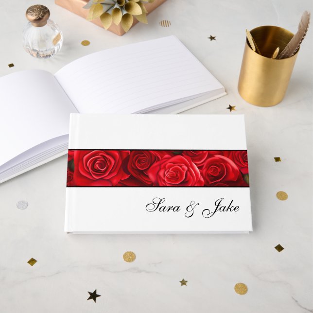 D'or Livre d'invités Red Roses (Recto ouvert)
