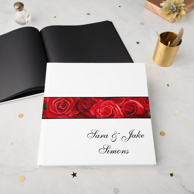 D'or Livre d'invités Red Roses (Recto ouvert)