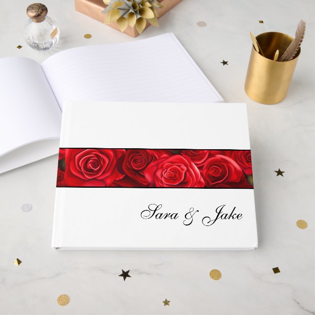 D'or Livre d'invités Red Roses (Recto ouvert)