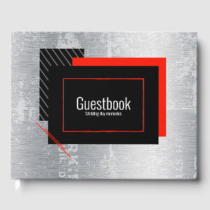 D'or Livre d'invités rouge, noir, gris, blanc à rayures