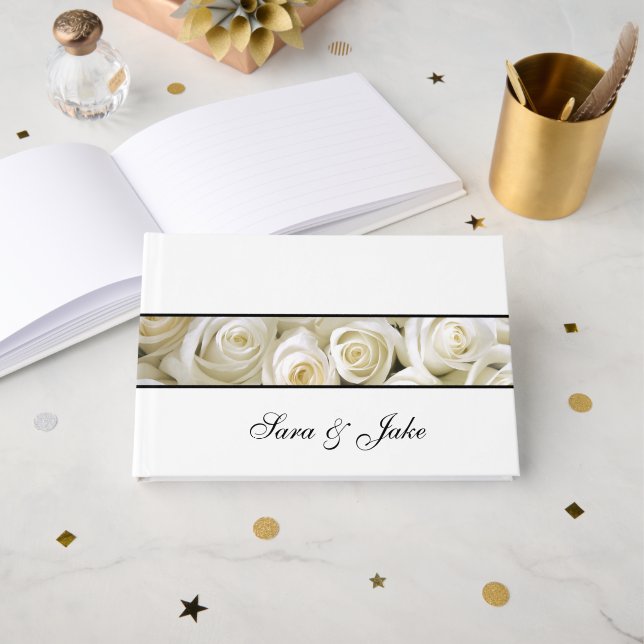 D'or Livre d'invités White Roses (Recto ouvert)