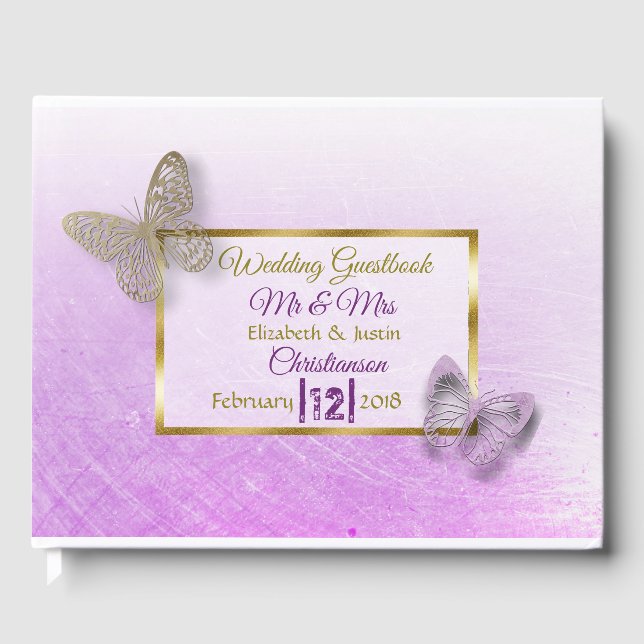 D'or Livre Mariage Lavender et Gold Butterfly (Recto)
