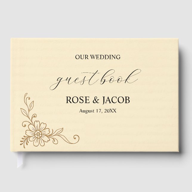 D'or Livre vintage d'invité Mariage Style Scrapbook (Recto)