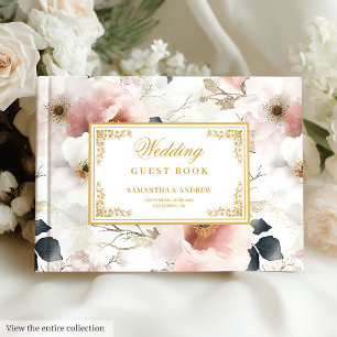 D'or Livre vintage Dusty Pink Gold Floral Mariage