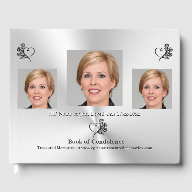 D'or Loved One, Heart and Rose - Livre de condoléances (Recto)