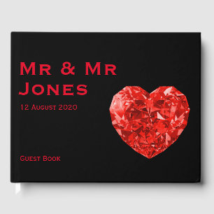 D'or M. et M. Red Heart Mariage Livre d'invité (Personn