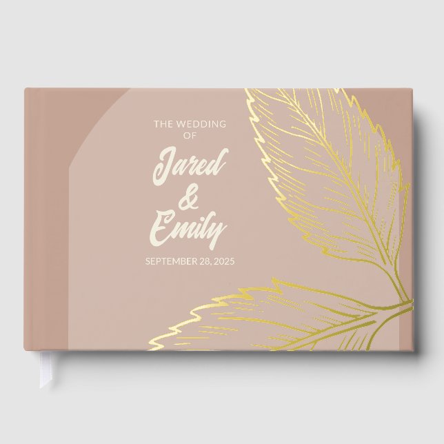 D'or Mariage Foil Soft Mocha Livre d'Invité Brown (Recto)