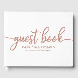 D'or Mariage Livre d'invité Rose Gold Chic Calligraphie