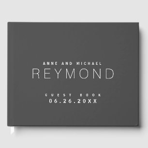 D'or Mariage minimaliste moderne gris foncé livre d'hôt