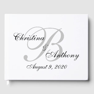 D'or Mariage Monogramme Livre d'invité personnalisé O