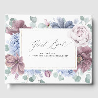 Mauve Dusty Blue Floral Élégant Mariage Livre d'hô