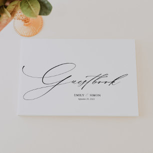D'or Moderne Elegant Calligraphie Mariage livre d'hôtes