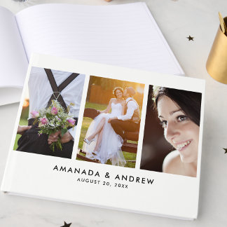 D'or Monogramme moderne simple Mariage photo livre d'hô