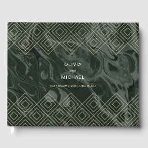 D'or Moody Hues Emerald Green Marble Livre d'invité per