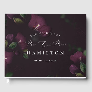 D'or Moody Purple Blooms Calligraphie Mariage Livre d'o