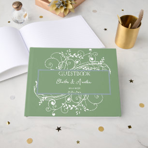 D'or Moss Green Flourish Mariage livre d'hôtes