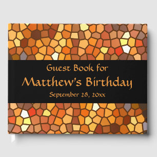 D'or Orange Brown Mosaic Anniversaire de fête Livre d'o