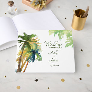 D'or Palm Tree Beach Mariage Livre d'invité