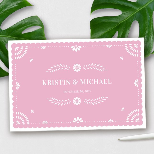 D'or Papel Picado Mariage mexicain Livre d'or, Lavande (Papel Picado Mexican Wedding Guestbook in Lavender)