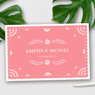 D'or Papel Picado Mariage mexicain Livre d'or, Rose ros
