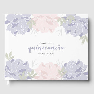 D'or Pastel Pink & Purple Peonies Quinceanera Livre d'o