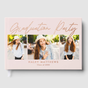 D'or Penned Party Foil Photo Graduation Livre d'invités