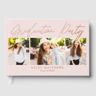D'or Penned Party Foil Photo Graduation Livre d'invités