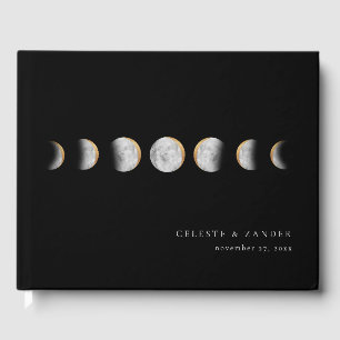 D'or Phases de lune dorée Livre d'invité Mariage modern