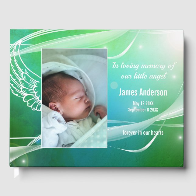 D'or Photo Child Angel Memorial Livre d'invité (Recto)