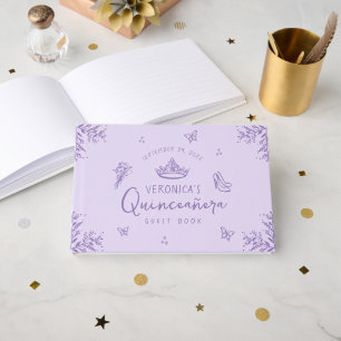 D'or Photo personnalisée Purple Quinceanera Livre d'inv