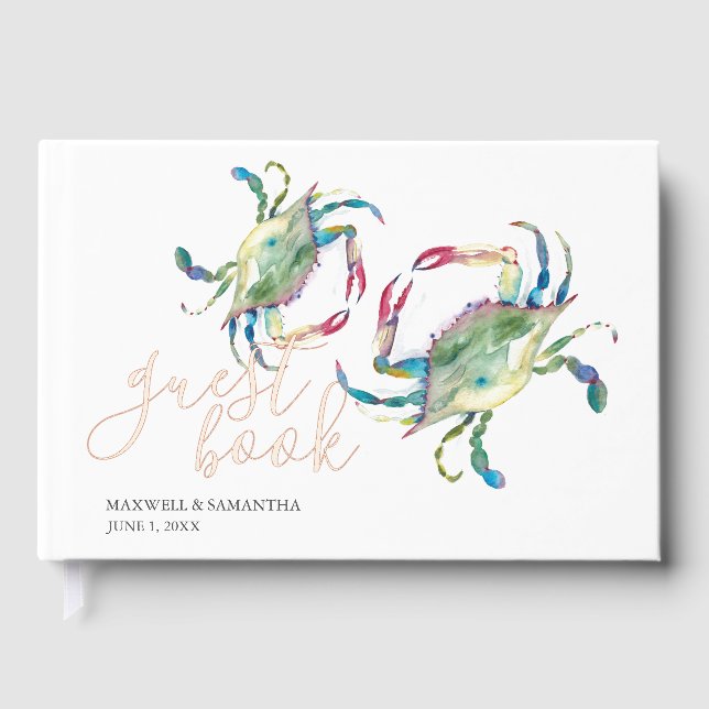 D'or Plage Livre d'hôtes Aquarelle Crabes (Recto)