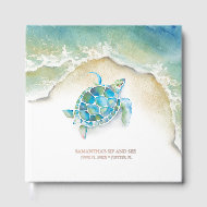 D'or Plage Livre d'invités Aquarelle Tortue de mer
