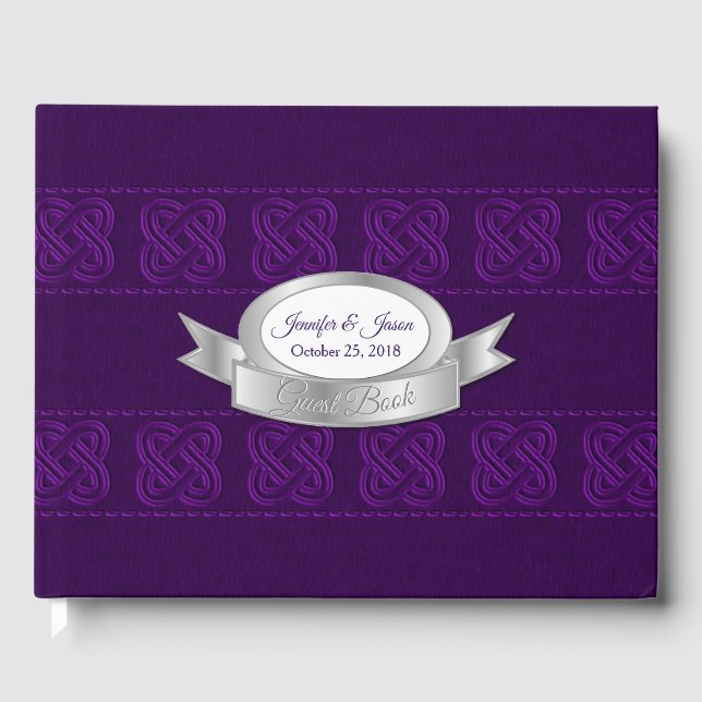 D'or Purple Celtic Knots Mariage livre d'invité (Recto)