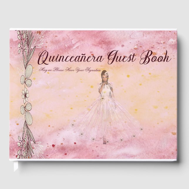 D'or Quinceanera livre d'hôtes (Recto)
