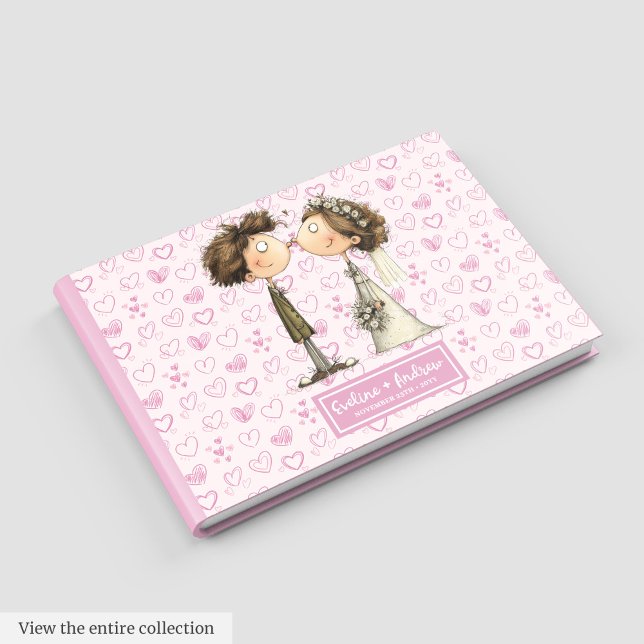 D'or Quirky Bride Groom livre d'invité personnalisé (Quirky Bride Groom Personalized Guest book)