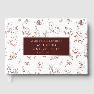 D'or Real Foil Botanical Floral Mariage Livre d'invité